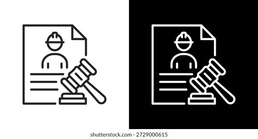 Conjunto de iconos de derecho laboral. Diseño De Línea Limpia Con Versiones Claras Y Oscuras Para Un Uso Versátil.