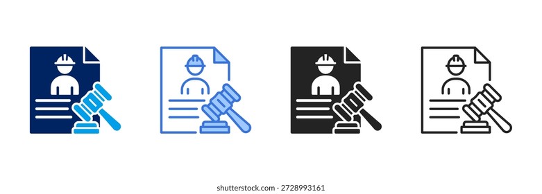 Conjunto de iconos de derecho laboral Colección de estilo diferente.