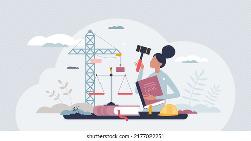 Labor Law As Legal Workforce Protection With Work Rights Tiny Person Concept. Justice Care From Jurisprudence Authorities To Rule Out Discrimination, Illegal Payment And Frauds Vector Illustration.