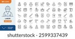 Labor line editable icon set. Contains icons related to labor, construction, labour day, renovation, and more. Vector illustration.