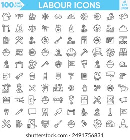 Iconos de línea de trabajo Vector e Illustrator conjunto