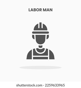 Labor Man icon vector illustration glyph style. Great used for web, app, digital product, presentation, UI and many more.
