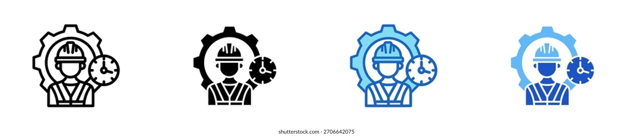 Conjunto de iconos de gestión laboral Colección de estilos múltiples