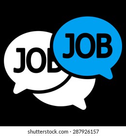 Labor Market icon from Business Bicolor Set. This flat vector symbol uses blue and white colors, rounded angles, and isolated on a black background.