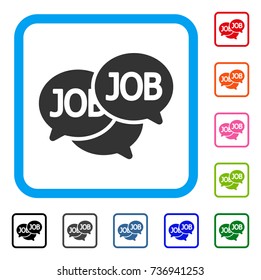 Labor Market icon. Flat gray iconic symbol in a light blue rounded rectangular frame. Black, gray, green, blue, red, orange color additional versions of Labor Market vector.