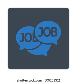 Labor Market icon. This flat rounded square button uses smooth blue colors and isolated on a white background.