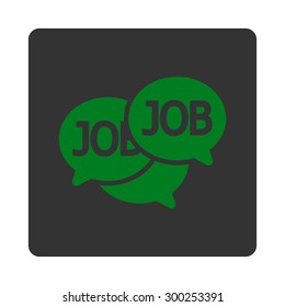 Labor Market icon. This flat rounded square button uses green and gray colors and isolated on a white background.