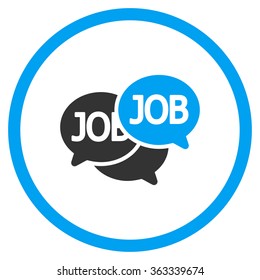 Labor Market vector icon. Style is bicolor flat circled symbol, blue and gray colors, rounded angles, white background.