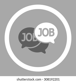 Labor Market vector icon. This flat rounded symbol uses dark gray and white colors and isolated on a silver background.