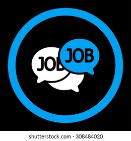 Labor Market vector icon. This flat rounded symbol uses blue and white colors and isolated on a black background.