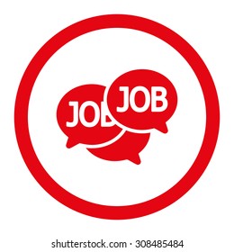 Labor Market vector icon. This flat rounded symbol uses red color and isolated on a white background.