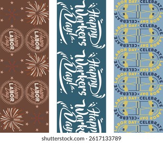 Labor Movement Pattern with Iconic Graphics for Banners and Textiles