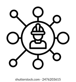 Labor Network icon vector line illustration