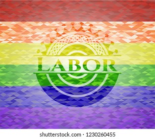 Labor on mosaic background with the colors of the LGBT flag