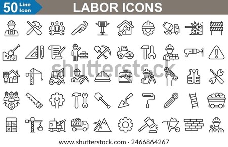 Labor outline Icons set vector illustrator.