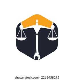 Labor protection law logo concept. Wrench with scale icon logo design template.