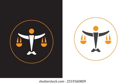 Labor protection law logo concept. Wrench with scale icon logo design template Pro Vector logo