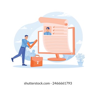 Labor recruitment. Vacant position with job duties and responsibilities. Job Description concept. Flat vector illustration.