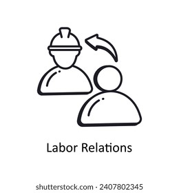 Labor Relations vector outline doodle Design illustration. Symbol on White background EPS 10 File 