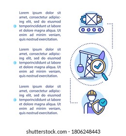 Labor rights protection concept icon with text. Ecological production. Heavy industrial manufacture. PPT page vector template. Brochure, magazine, booklet design element with linear illustrations