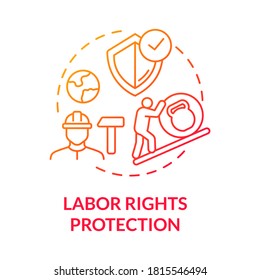 Labor Rights Protection Red Gradient Concept Icon. Employee Health Safety. Support Labour Movement. Trade Union Idea Thin Line Illustration. Vector Isolated Outline RGB Color Drawing