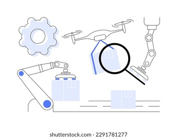 Labor substitution abstract concept vector illustration. Automated process, man versus robot, robotics labor control, operations substitution by machines, economic efficiency abstract metaphor.