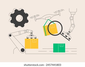 Labor substitution abstract concept vector illustration. Automated process, man versus robot, robotics labor control, operations substitution by machines, economic efficiency abstract metaphor.