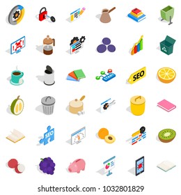 Labor task icons set. Isometric set of 36 labor task vector icons for web isolated on white background