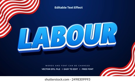 Labor text effect, Editable text bold and fun style.