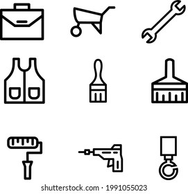 Labor Tool Icon Set. Industrial Equipment