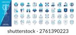 Labor Union icon set. Union Dues, Solidarity, Negotiations, Protection, Members, Strike, Workforce, Employer. Duotone color solid and editable outline icons