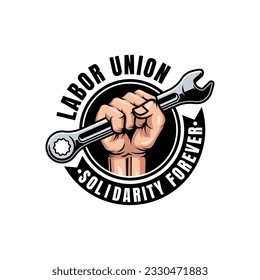 Logo del sindicato de trabajadores vectorial aislado en fondo blanco.