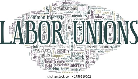 Labor unions vector illustration word cloud isolated on a white background.