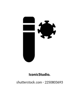 Laboratorary container and virus icon, icon and logo for websites.