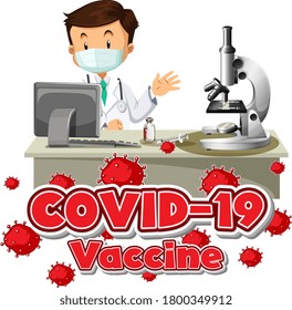 Laboratorian inventing covid vaccine illustration