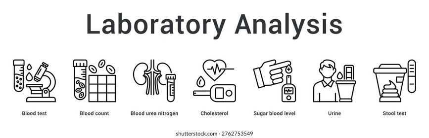 Laboratory analysis banner web icon processes blood and specimen tests for comprehensive metabolic health evaluation.
