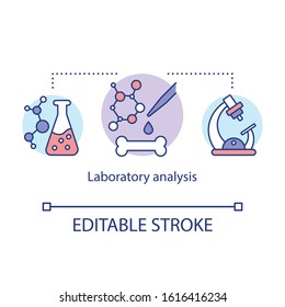 Laboratory analysis concept icon. Researching of prehistoric remains. Dating archaeological artifacts. Paleontology idea thin line illustration. Vector isolated outline drawing. Editable stroke