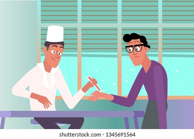 laboratory assistant takes a blood test from a patient