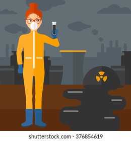 Laboratory assistant with test tube.