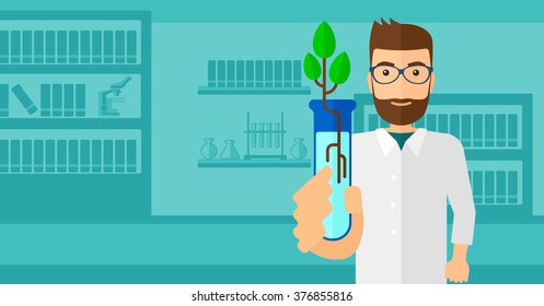 Laboratory assistant with test tube.