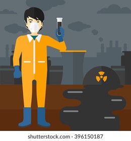 Laboratory assistant with test tube.