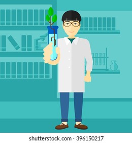Laboratory assistant with test tube.