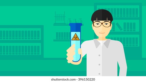 Laboratory assistant with test tube.