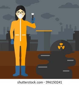 Laboratory assistant with test tube.
