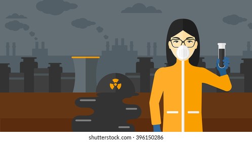 Laboratory assistant with test tube.