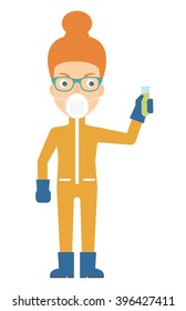 Laboratory assistant with test tube.