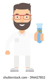 Auxiliar de laboratorio con tubo de ensayo.
