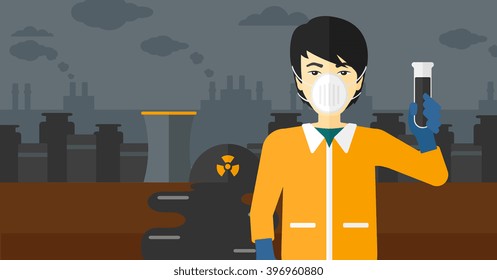 Laboratory assistant with test tube.