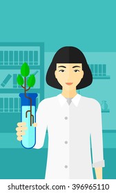 Laboratory assistant with test tube.