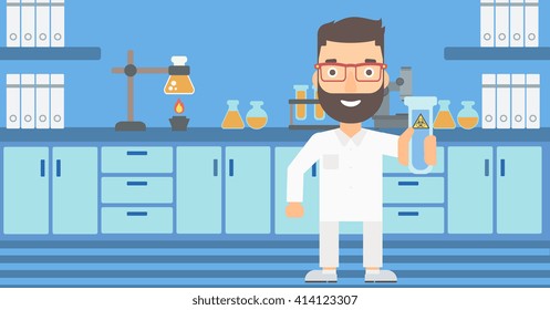 Laboratory assistant with test tube.